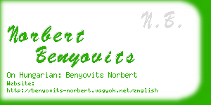 norbert benyovits business card